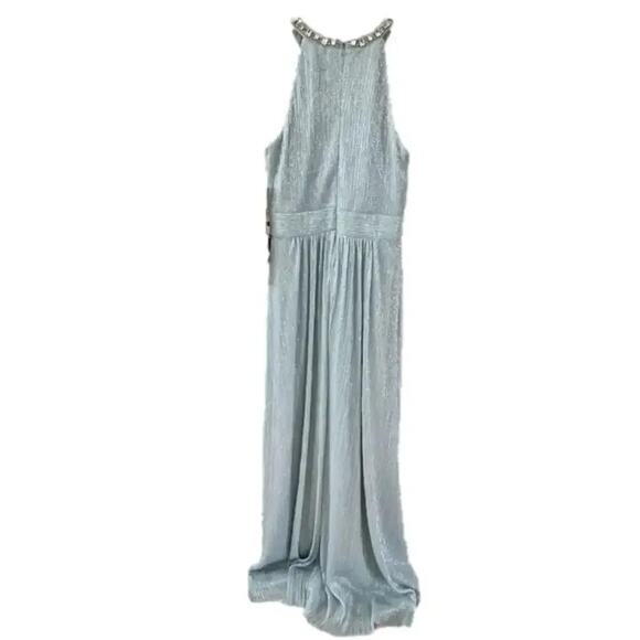 Eliza J Women's Gown Formal Shimmering Cutout Halter Dress Blue Size 6 NWT - Picture 3 of 7
